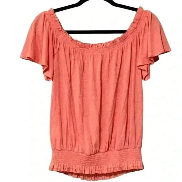 Free People Movement Linen Blend Blouse M Pink Off the Shoulder Tassels NWT - Picture 3 of 9